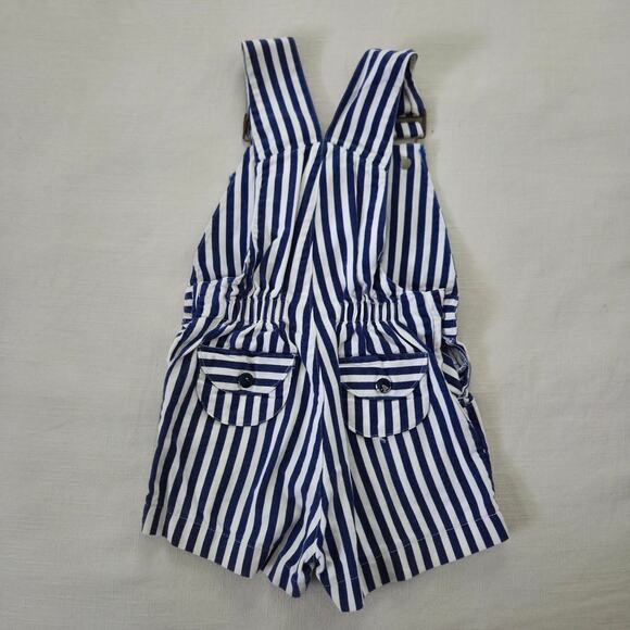 Vintage Navy + White Striped Shortalls 2t/3t - Picture 5 of 5
